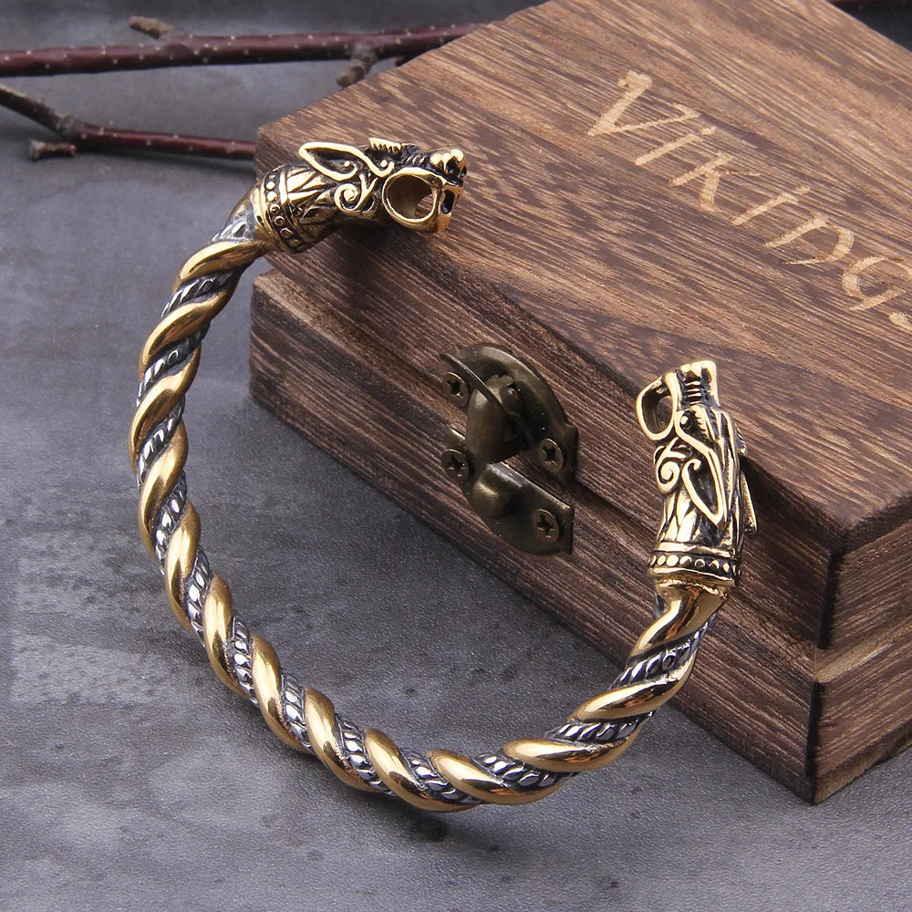 Fafnir’s Legacy - Viking Nordic Dragon Cuff Bracelet