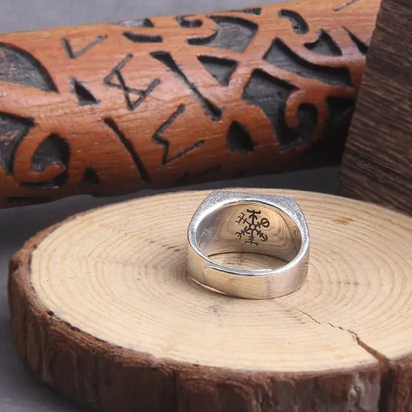Hidden Vegvísir - Adjustable Fit Sterling Silver Band