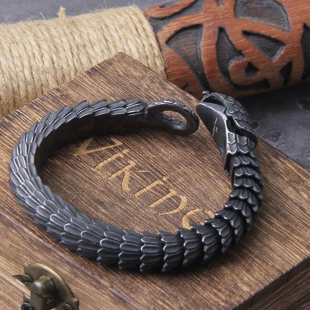 World Serpent’s Grip - Stainless Steel Jormungandr Bracelet