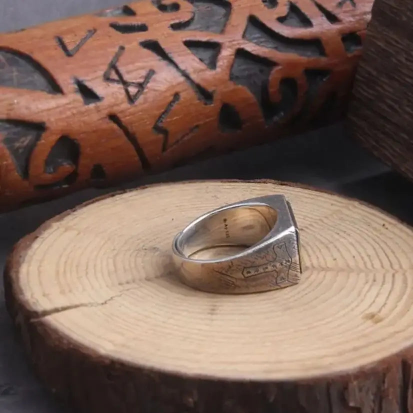 Hidden Vegvísir - Adjustable Fit Sterling Silver Band