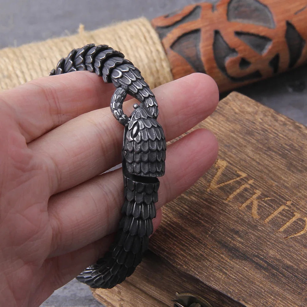 World Serpent’s Grip - Stainless Steel Jormungandr Bracelet