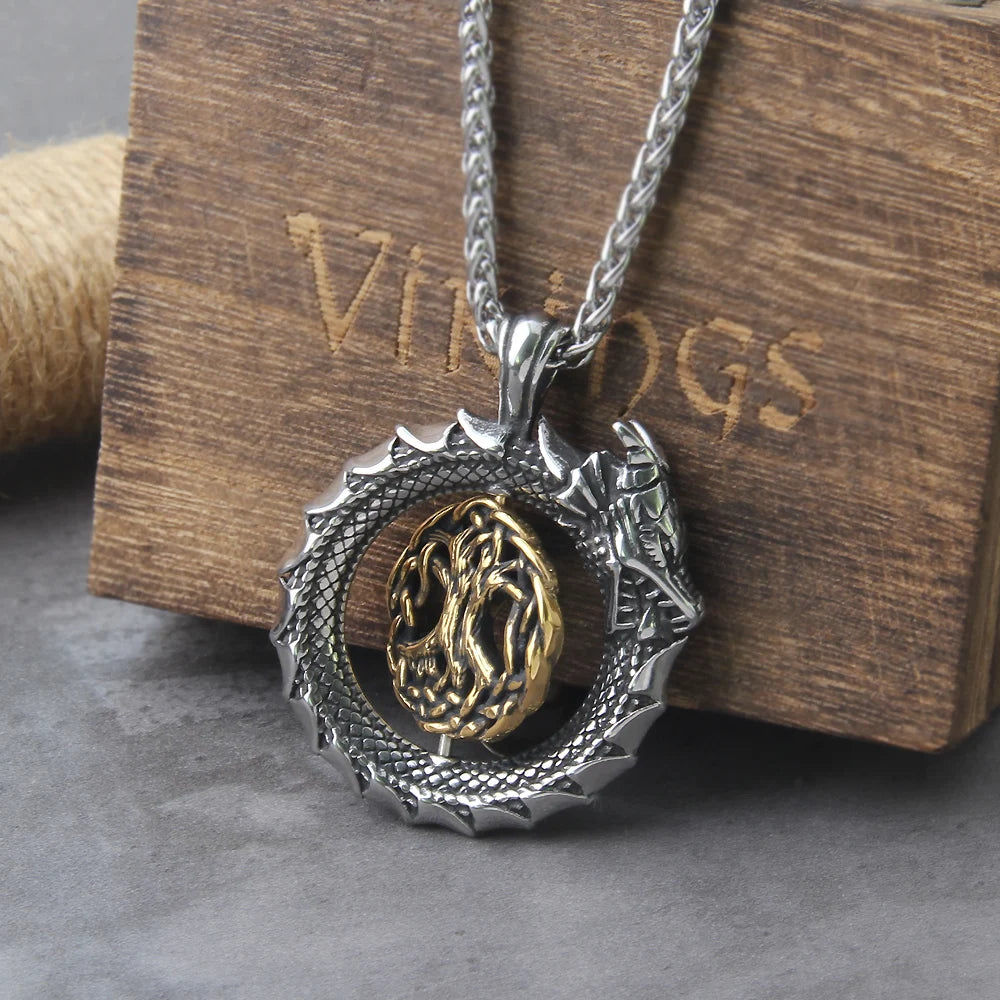 Jörmungandr of Life - Nordic Tree of Life Spinning Pendant