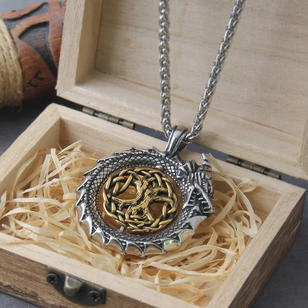 Jörmungandr of Life - Nordic Tree of Life Spinning Pendant