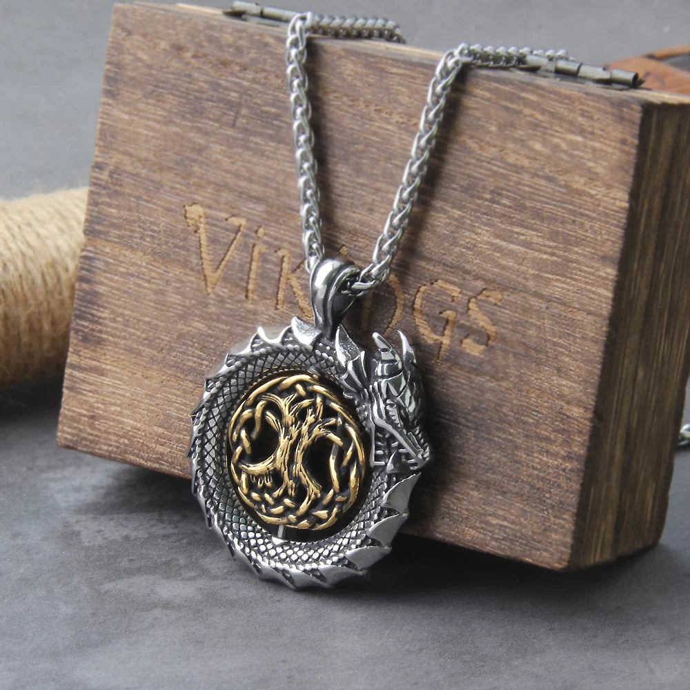Jörmungandr of Life - Nordic Tree of Life Spinning Pendant
