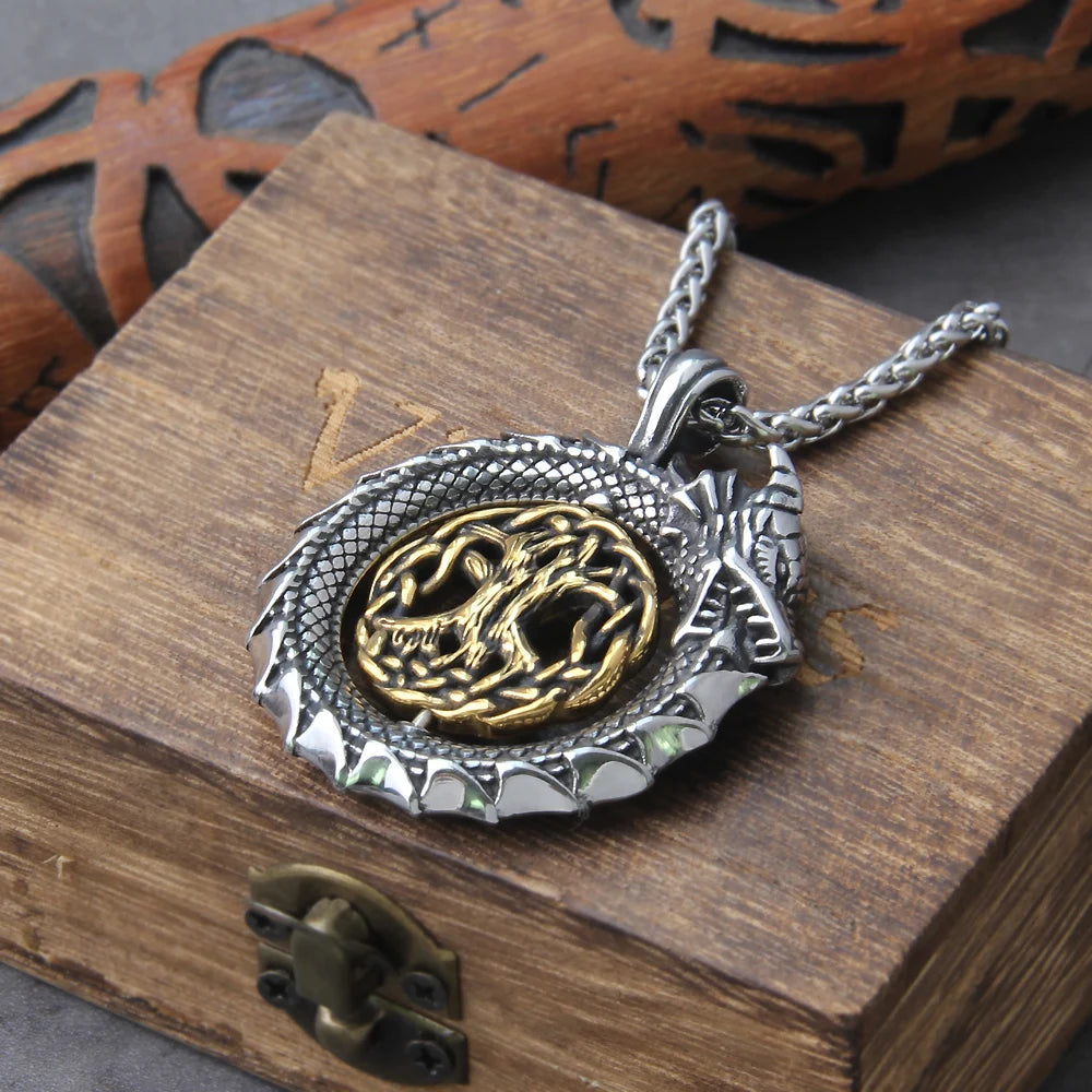 Jörmungandr of Life - Nordic Tree of Life Spinning Pendant