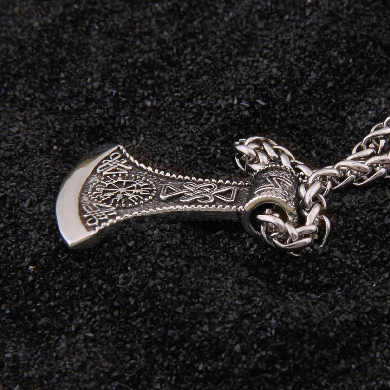Oathbound Axe - Sterling Silver Vegvísir Pendant