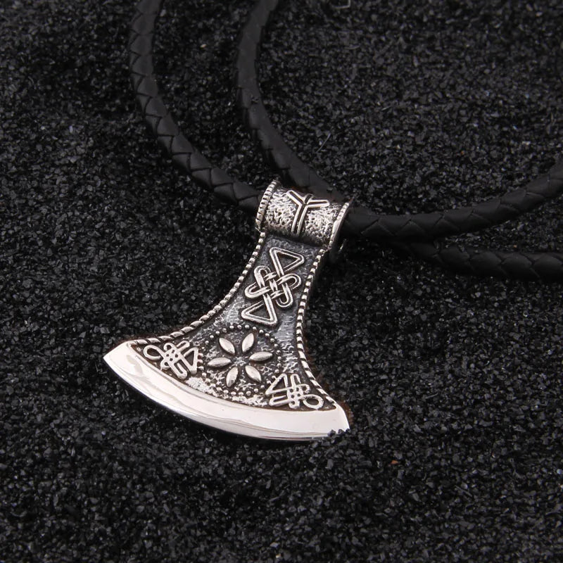Oathbound Axe - Sterling Silver Vegvísir Pendant