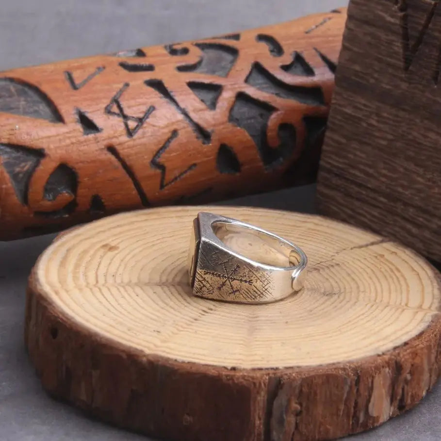 Hidden Vegvísir - Adjustable Fit Sterling Silver Band